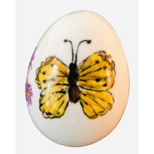 Hand Painted VTG 2001  Porcelain Egg Signed Pattie Lee 9/29/01   2 1/4"